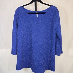 Plus Sparkling Navy Long Sleeve Blouse